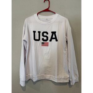 NWOT Dressmine Womens Casual Long Sleeve‎ Pullover Crewneck Sweatshirt White
